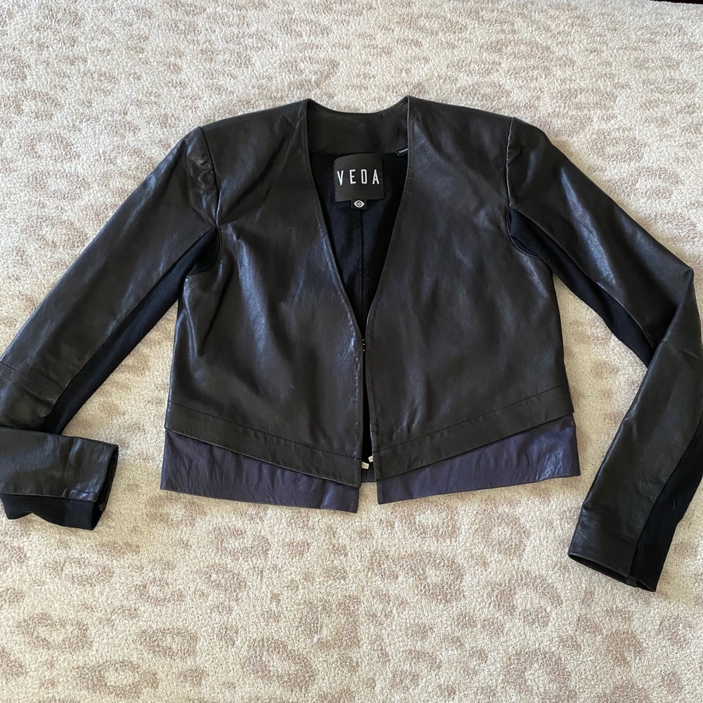 Veda Two Toned Leather Jacket